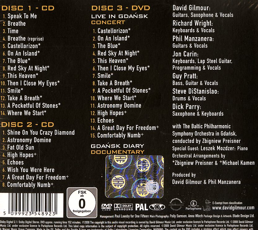 David Gilmour Live In Gdansk 2 Cd + Dvd