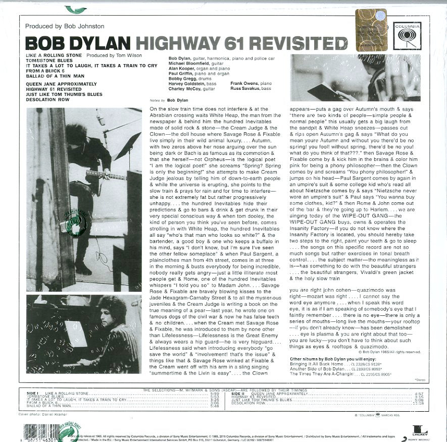 Bob Dylan Highway 61 Revisited LP Vinile