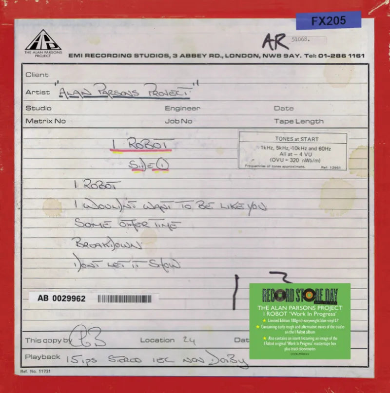 The Alan Parsons Project I Robot Work In Progress LP Vinile Colorato Blu 180gr. RSD 2025