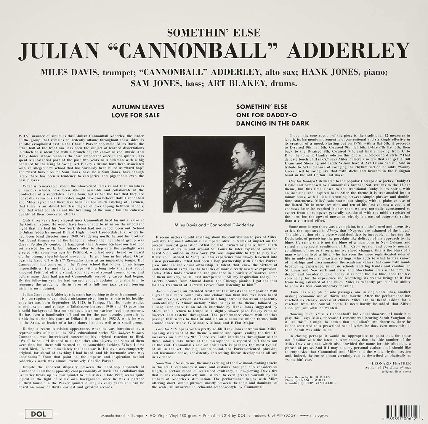 Julian Cannonball Adderley Somethin' Else LP Vinile Colorato Blue 180 gr.