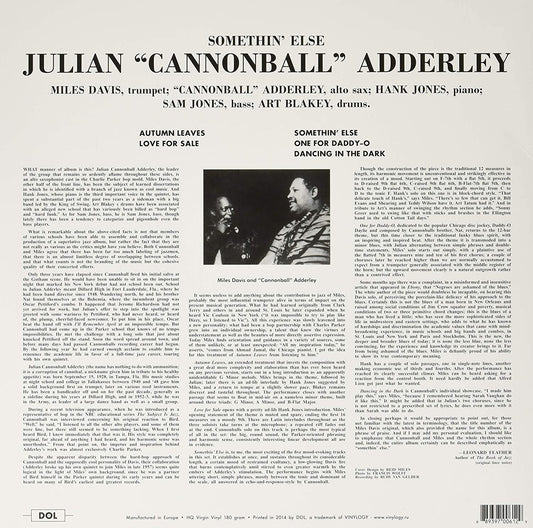 Julian Cannonball Adderley Somethin' Else LP Vinile Colorato Blue 180 gr.