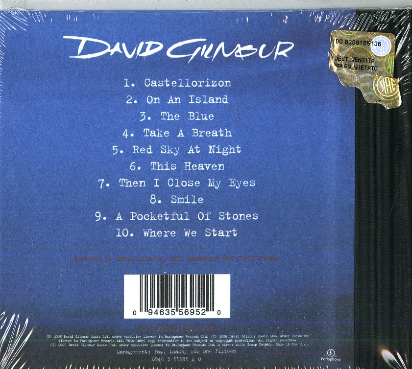 David Gilmour On An Island CD Digipack