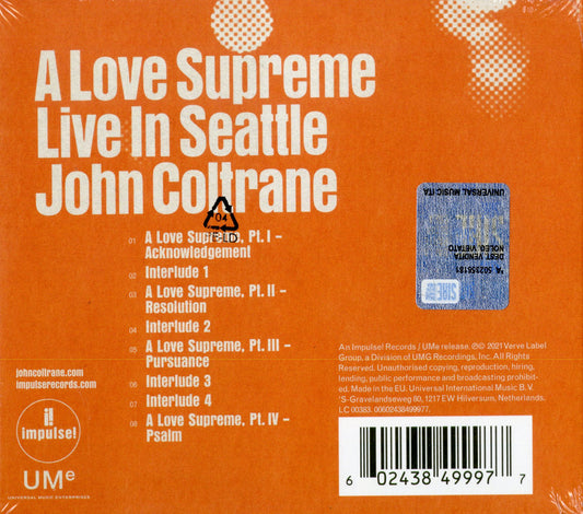 John Coltrane A Love Supreme Live In Seattle CD