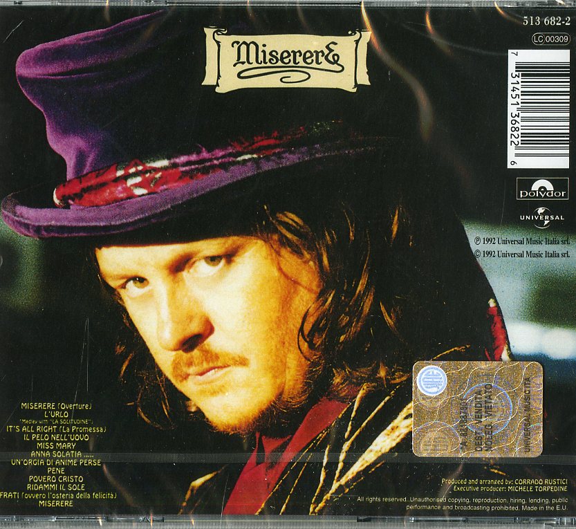 Zucchero Sugar Fornaciari Miserere CD