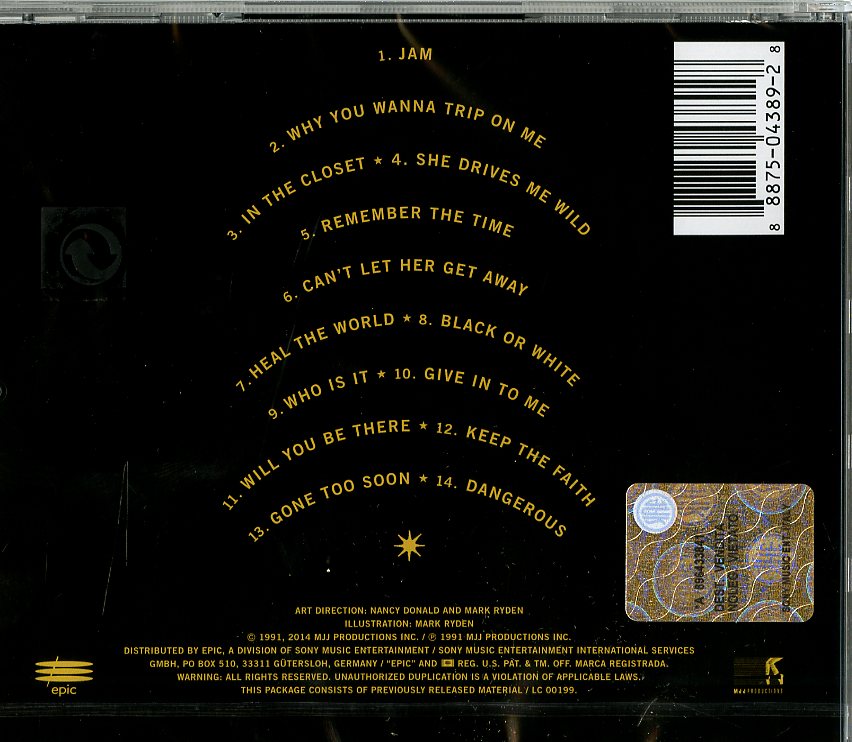 Michael Jackson Dangerous CD