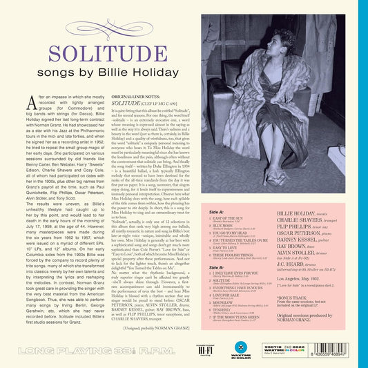 Billie Holiday Solitude LP Vinile Edizione Limitata Colorata Blue