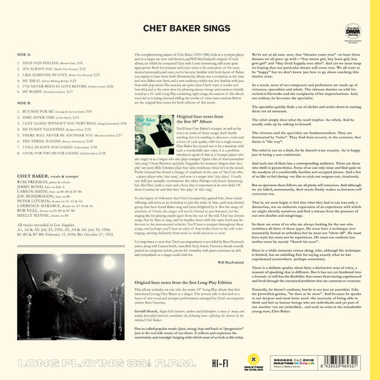 Chet Baker Sings LP Vinile Edizione Limitata Colorato Yellow