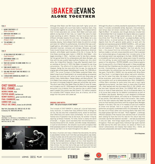 Chet Baker/ Bill Evans Alone Together LP Vinile Edizione Limitata Colorato Red
