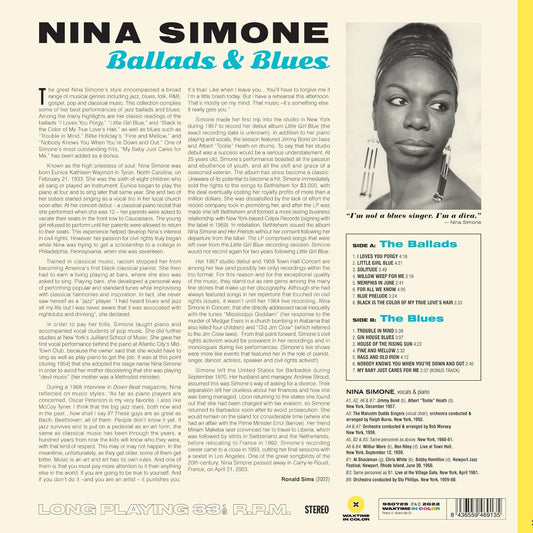 Nina Simone Ballads & Blues LP Vinile Edizione Limitata Colorato Yellow
