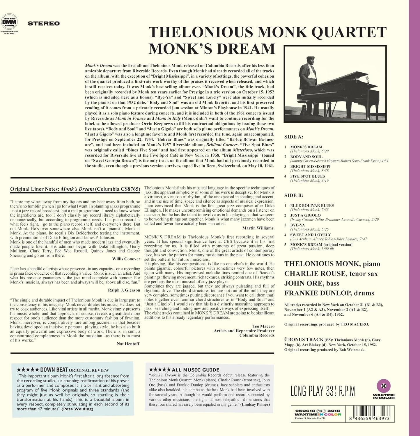 Thelonious Monk Monk'S Dream LP Vinile Edizione Limitata Colorato Purple