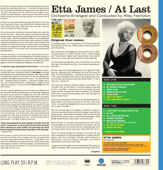 Etta James At Last! LP Vinile edizione Limitata Colorato Blue