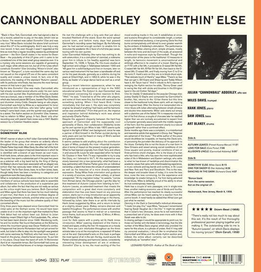Cannonball Adderley Somethin' Else LP vinile Edizione Limitata Colorata Orange