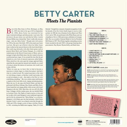 Betty Carter Meets The Pianists Vinile Nero Lp
