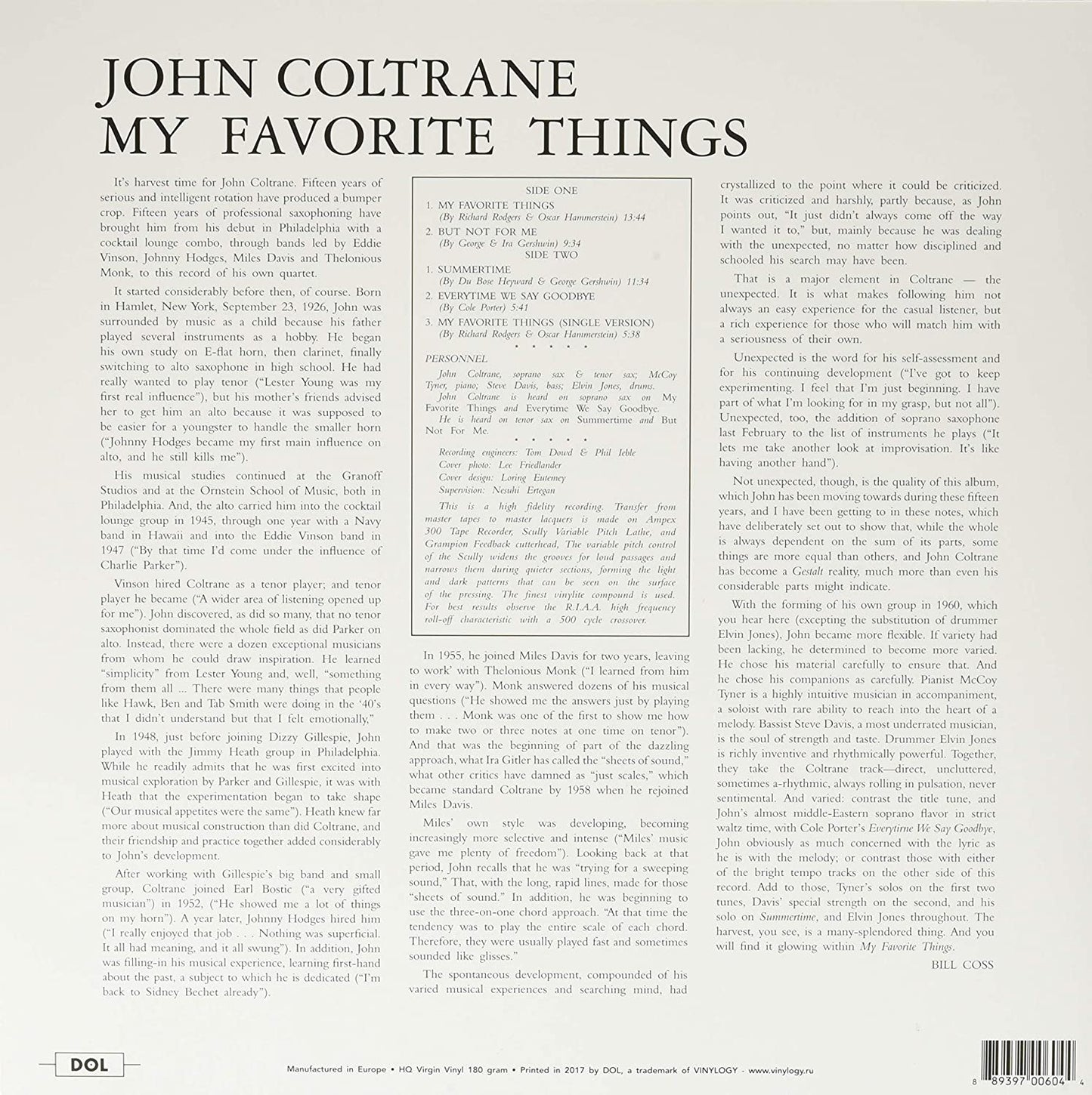 John Coltrane My Favorite Things Vinile Blu LP