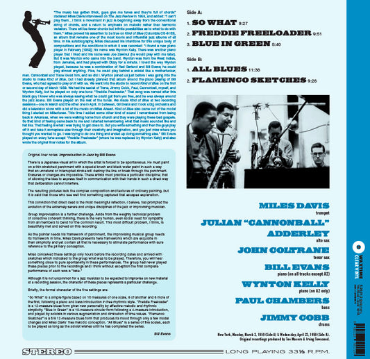 Miles Davis Kind Of Blue Vinile Cristallo Trasparente 180Gr. Limitato LP