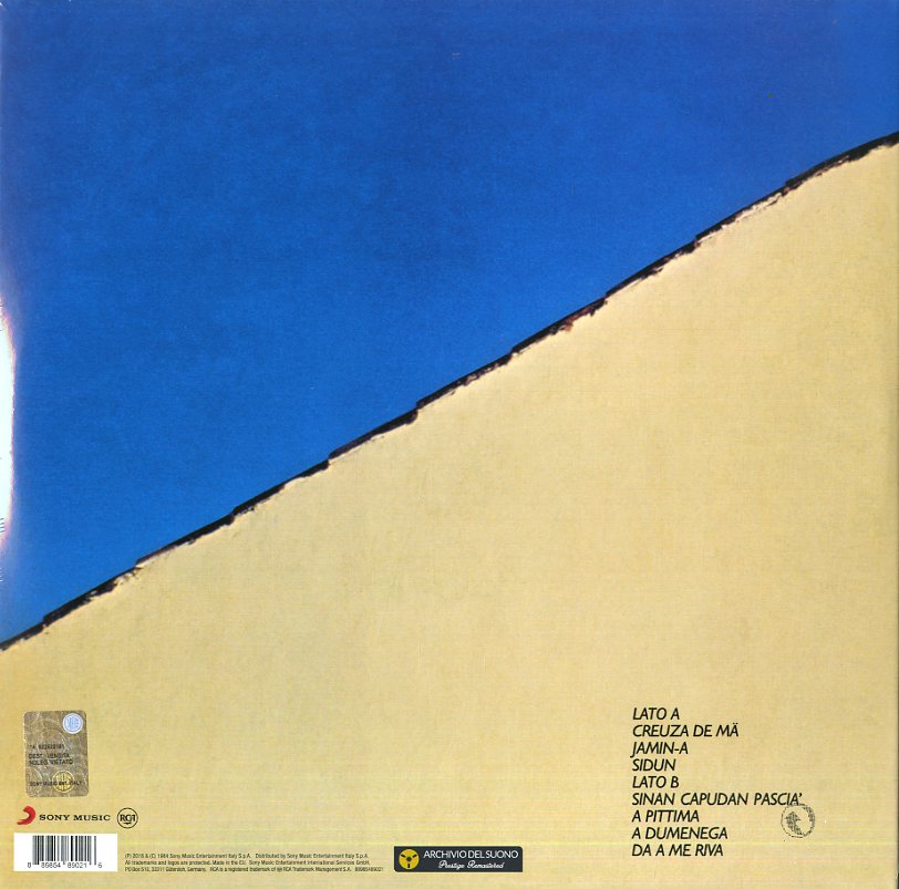 Fabrizio De André – Crêuza de mä – LP vinile nero 180 g – Offerta
