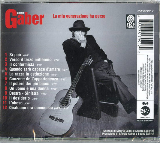 Giorgio Gaber La Mia Generazione Ha Perso Cd