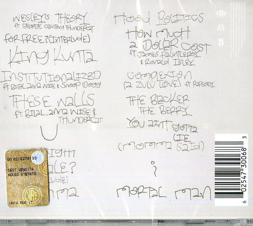 Kendrick Lamar To Pimp A Butterfly Cd