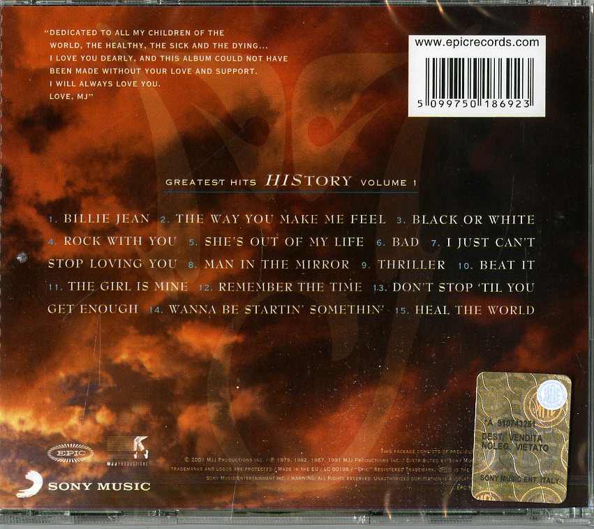 Michael Jackson Greatest Hits History Vol.1 CD