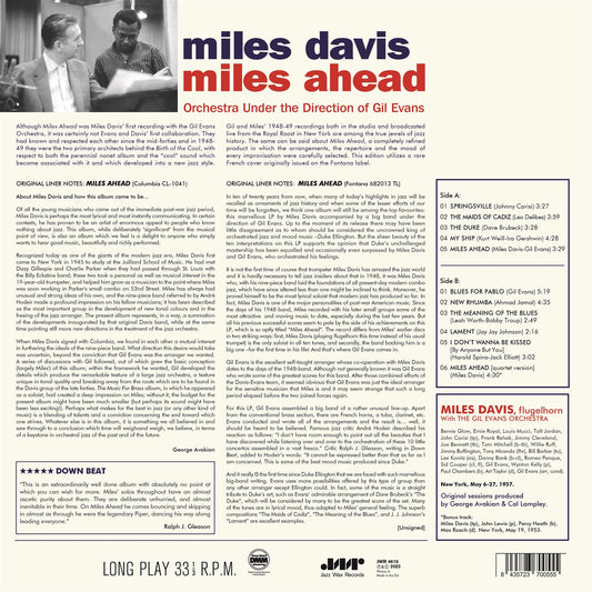 Miles Davis Miles Ahead Vinile Nero Limitato Bonus Tracks Edition LP