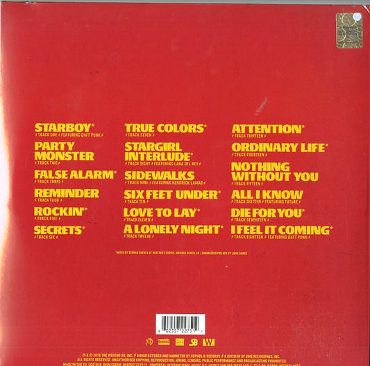 The Weeknd Starboy Doppio Vinile Rosso Traslucido