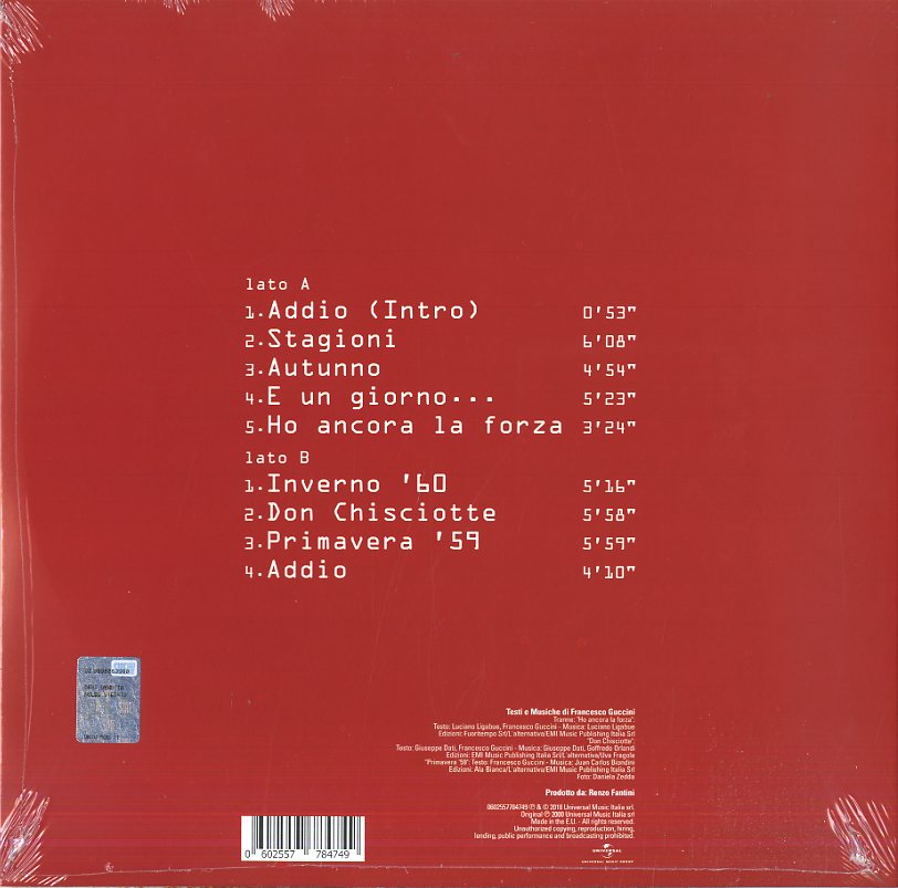 Francesco Guccini Stagioni LP Vinile Nero
