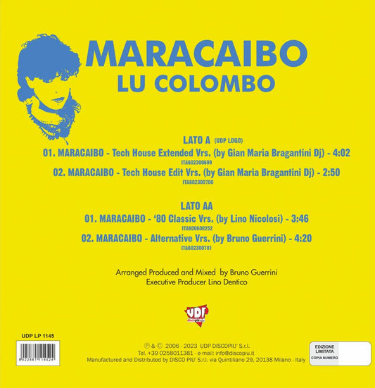 Lu Colombo Maracaibo 12" LP Vinile 140 Gr.   Vinile Giallo Translucido Limited Edition Numerato di 500 Copie Rsd 2023