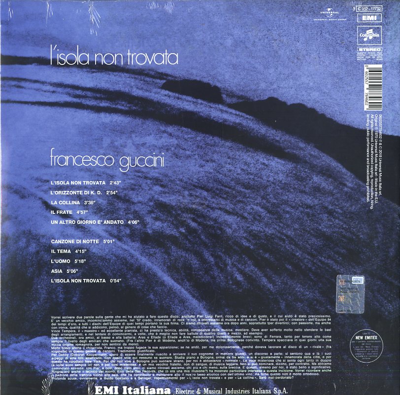 Francesco Guccini  L'Isola Non Trovata LP Vinile Nero