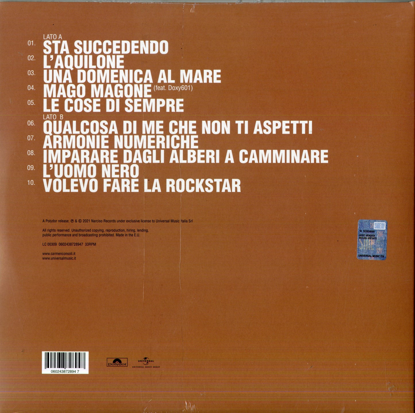 Carmen Consoli  Volevo Fare La Rockstar LP Vinile