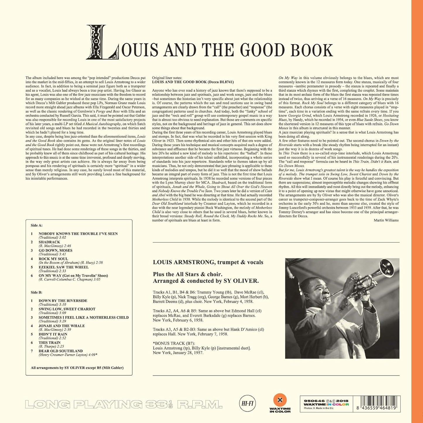 Louis Armstrong Louis And The Good Book  LP Vinile Edizione Limitata Colorato Orange