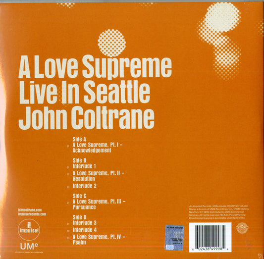 JOHN COLTRANE - A LOVE SUPREME - LIVE IN SEATTLE - VINILE DOPPIO - 180GR.