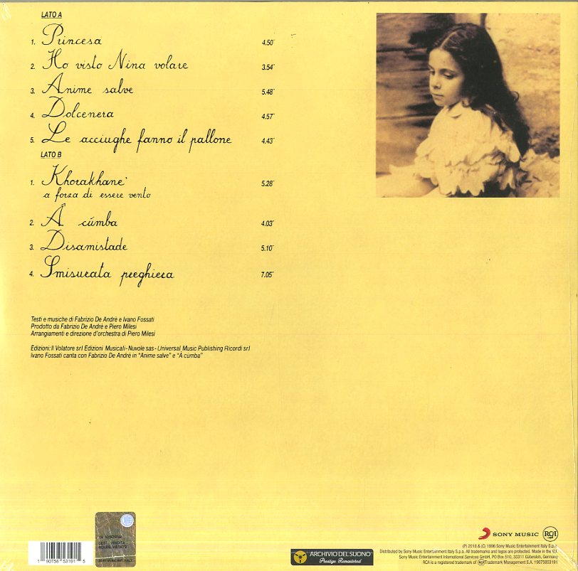Fabrizio De André – Anime salve | LP vinile nero 180 g | In offerta