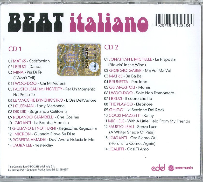 Artisti Vari Il Meglio Del Beat Italiano 26 Versioni Originali Doppio CD