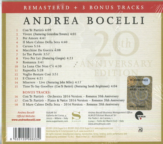 Andrea Bocelli Romanza 20th Anniversary Edition CD