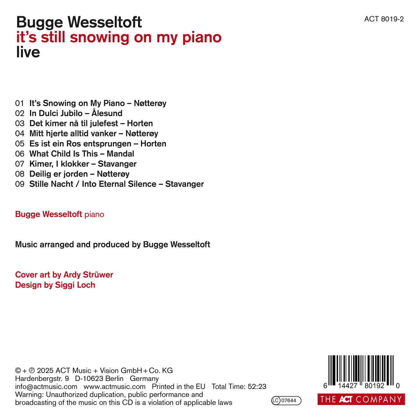 Bugge Wesseltoft It'S Still Snowing On My Piano (Live) CD