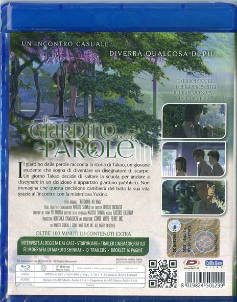 Il Giardino Delle Parole Blu-Ray Video Edizione Speciale Anime