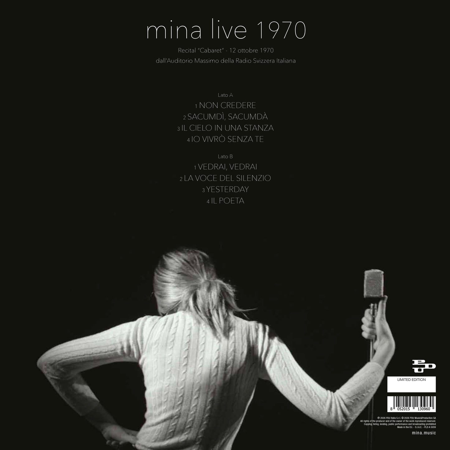 Mina Live 1970 LP Vinile Nero Edizione Limitata RSD2026 Pre Order Dal 18 Aprile