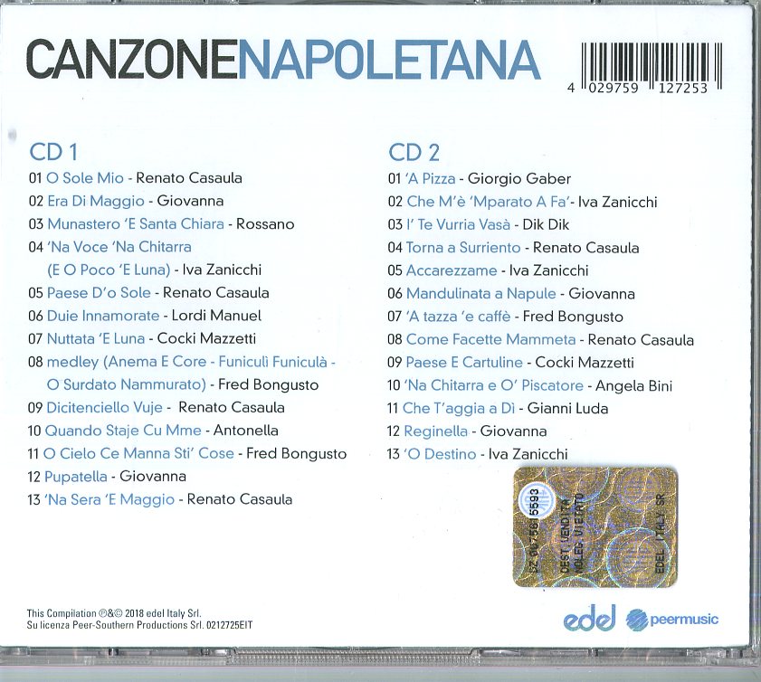 Artisti Vari Il Meglio della Canzone Napoletana 26 Grandi Successi Doppio CD
