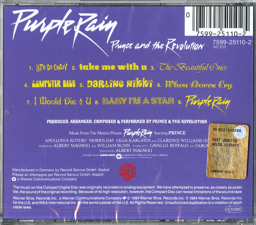 Prince Purple Rain CD