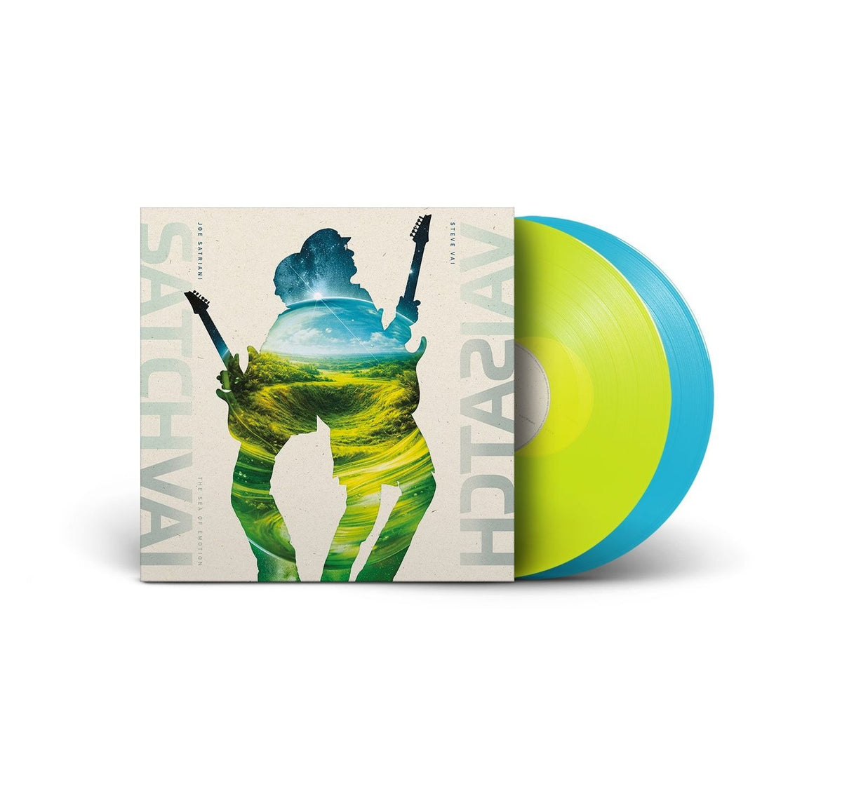 Joe Satriani & Steve Vai – The Sea of Emotion – 2LP vinile trasparente giallo neon e turchese limitato | Pre-order 30 ottobre 2026