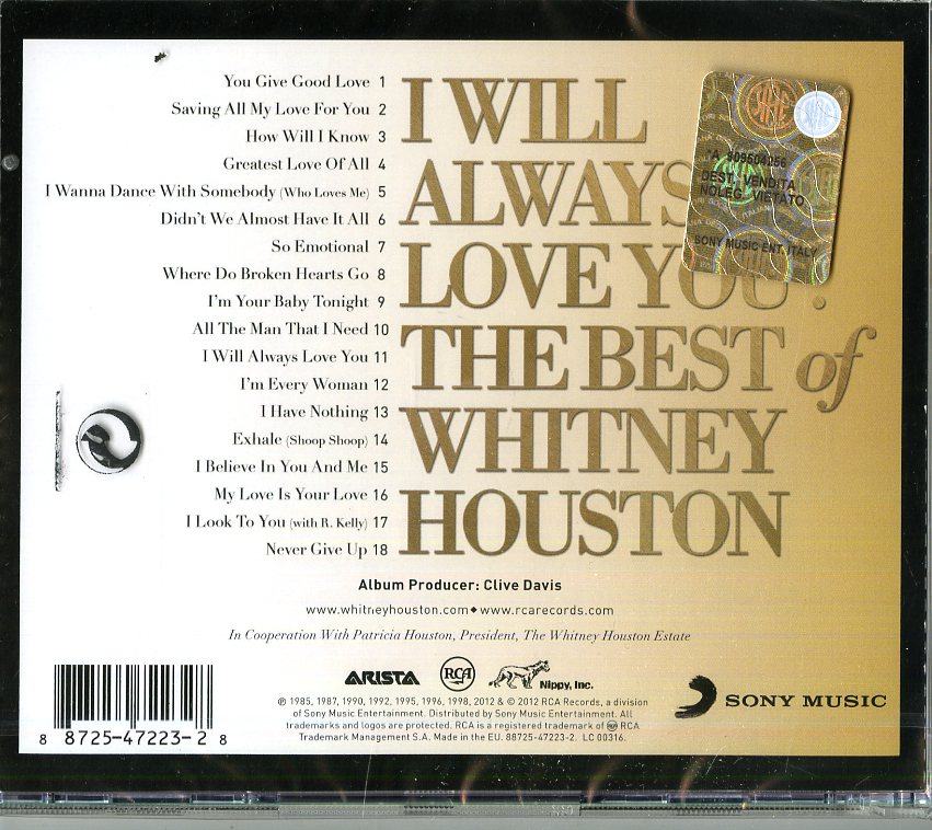 Whitney Houston I Will Always Love You: The Best Of Whitney Houston CD